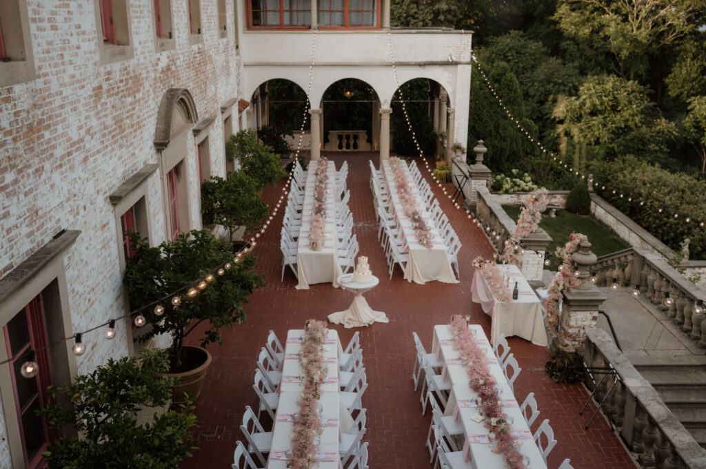 Wedding reception and dinner setup at Villa Terrace based on your wedding guest list